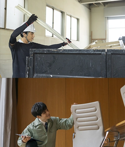 ビズトラ大阪のオフィス家具買取・撤去風景